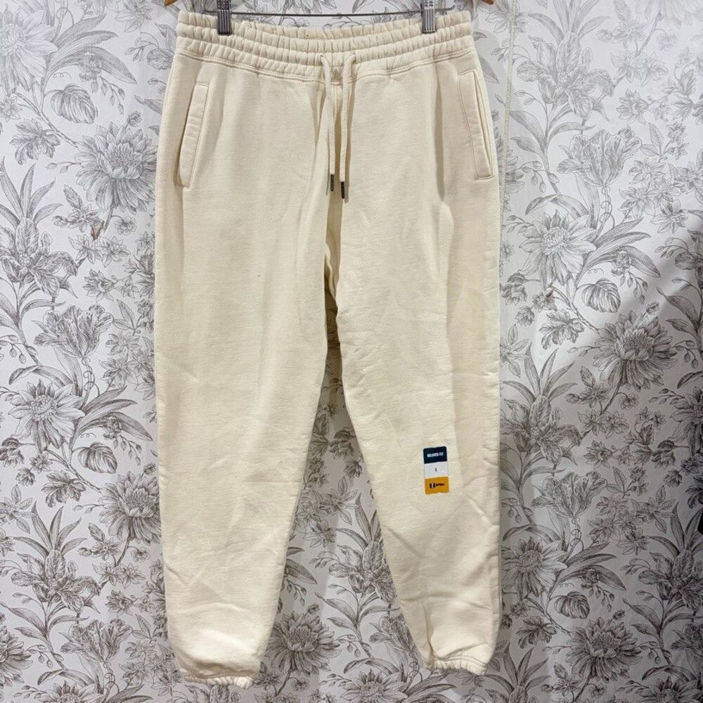 Original Favorites Cream Sweatpants Heavyweight Organic Cotton Relaxed Warmer Lg